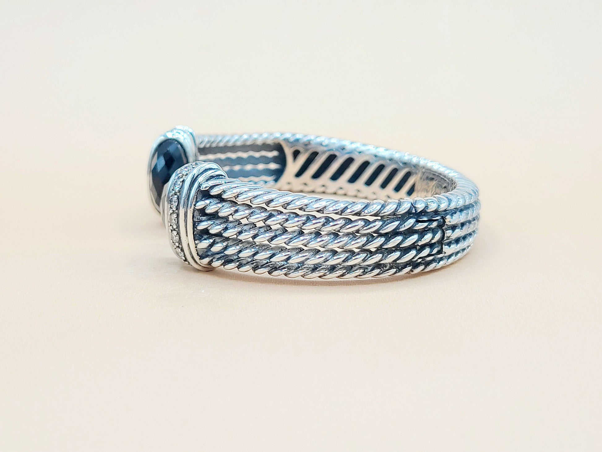   David Yurman-Wheaton-Cuff-Black Onyx Diamond Bracelet