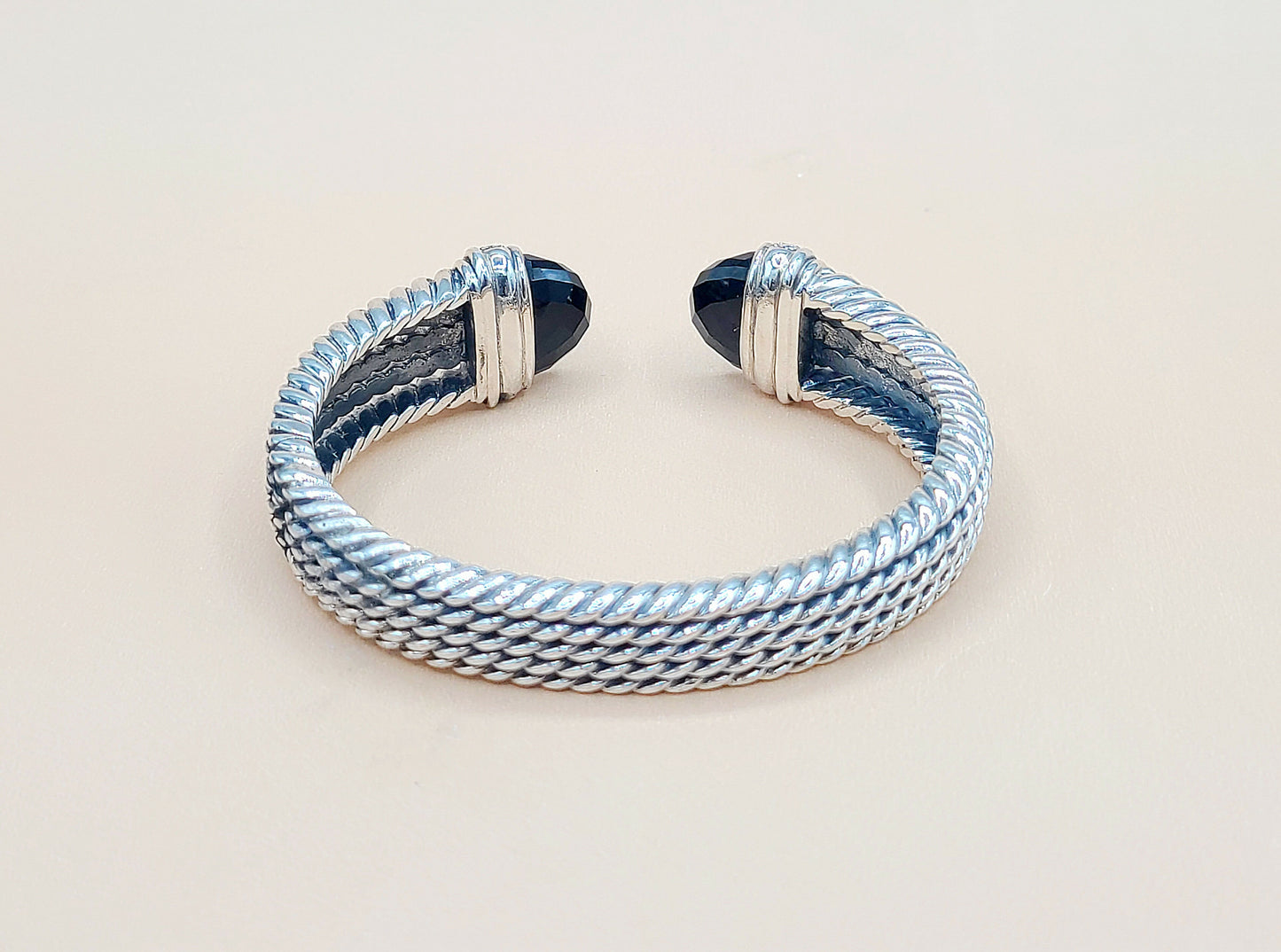    David Yurman-Wheaton-Cuff-Black Onyx Diamond Bracelet