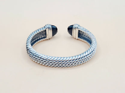    David Yurman-Wheaton-Cuff-Black Onyx Diamond Bracelet