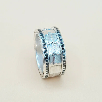    David Yurman Wide Black Diamonds Armory Band Ring