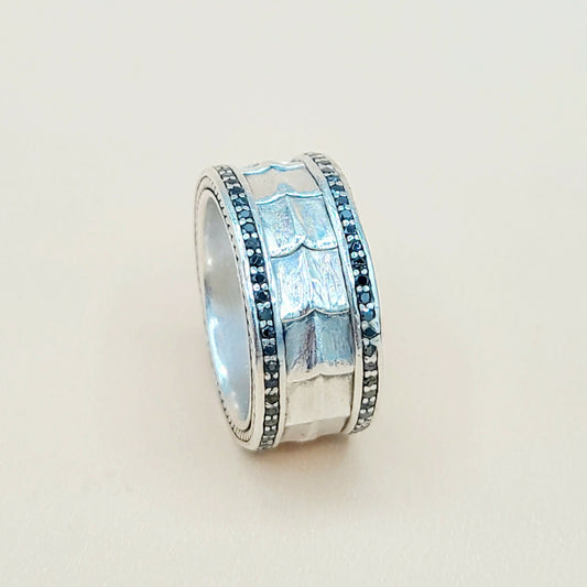    David Yurman Wide Black Diamonds Armory Band Ring