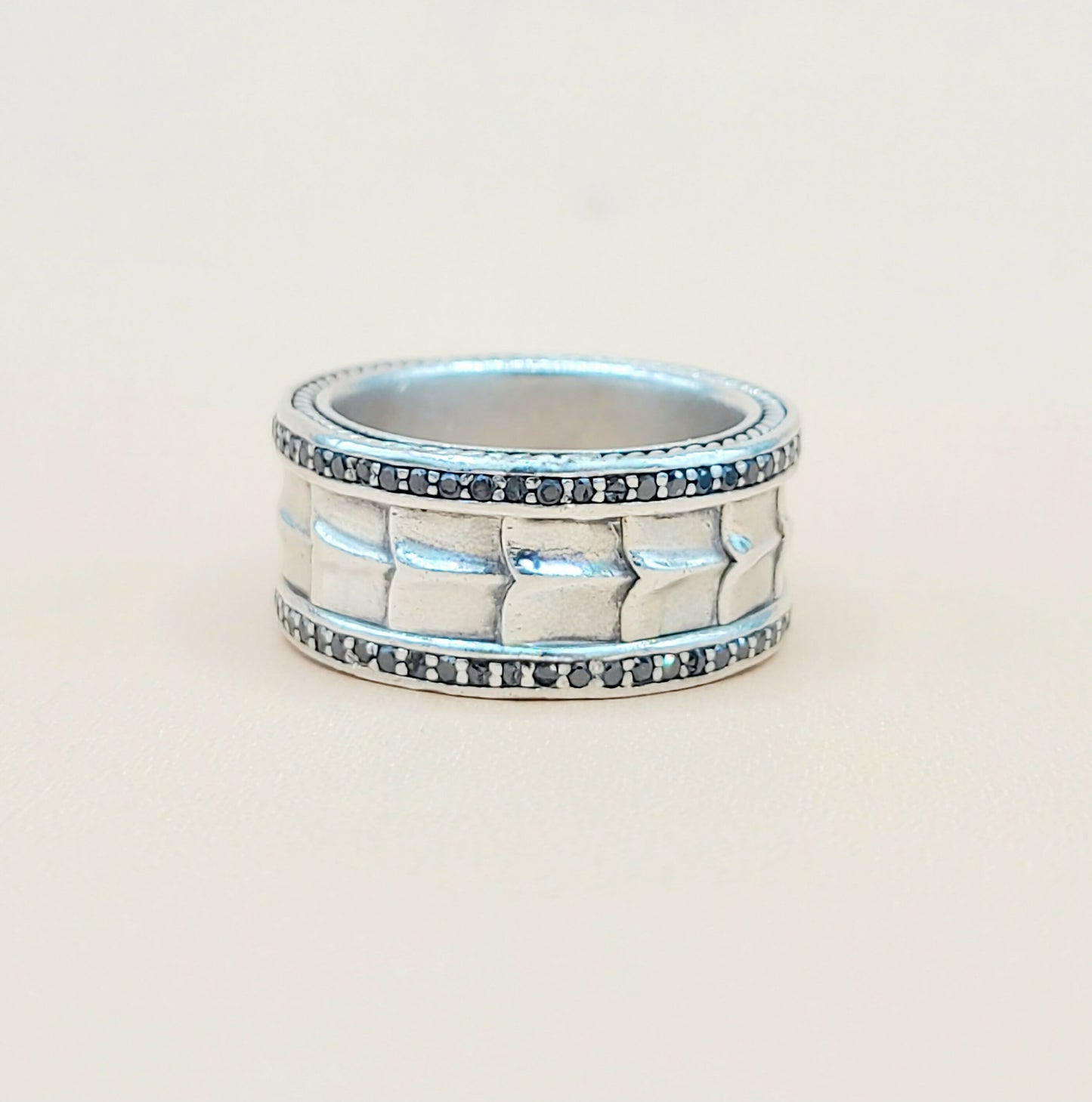    David Yurman Wide Black Diamonds Armory Band Ring