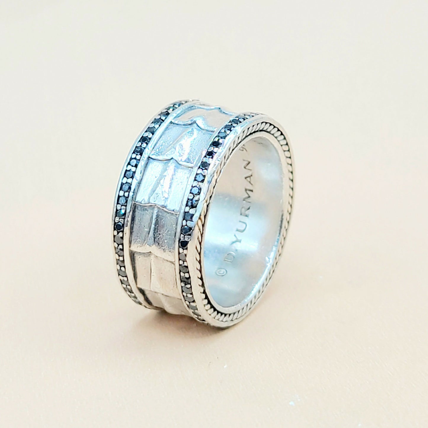    David Yurman Wide Black Diamonds Armory Band Ring