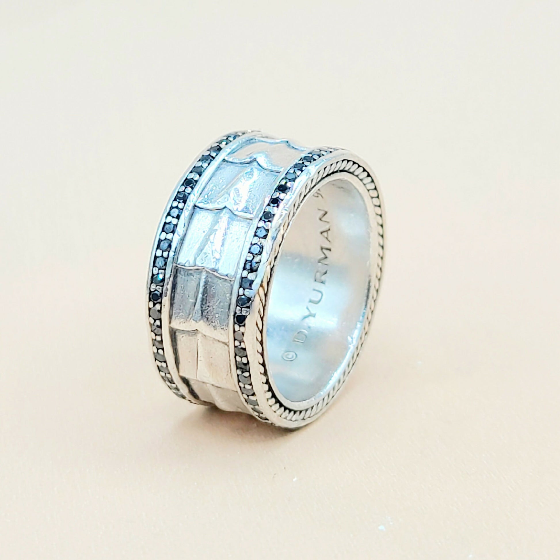    David Yurman Wide Black Diamonds Armory Band Ring