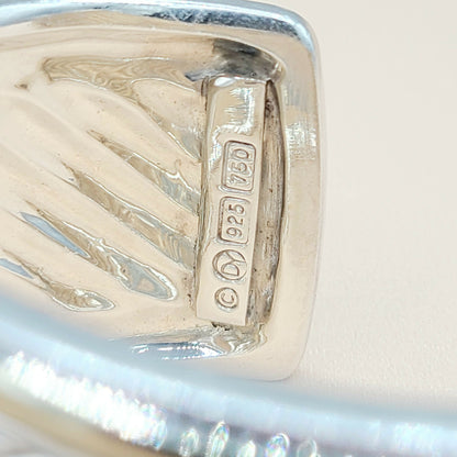    David Yurman Wide Sculpted Silver Gold Thoroughbred Cuff Bracelet
