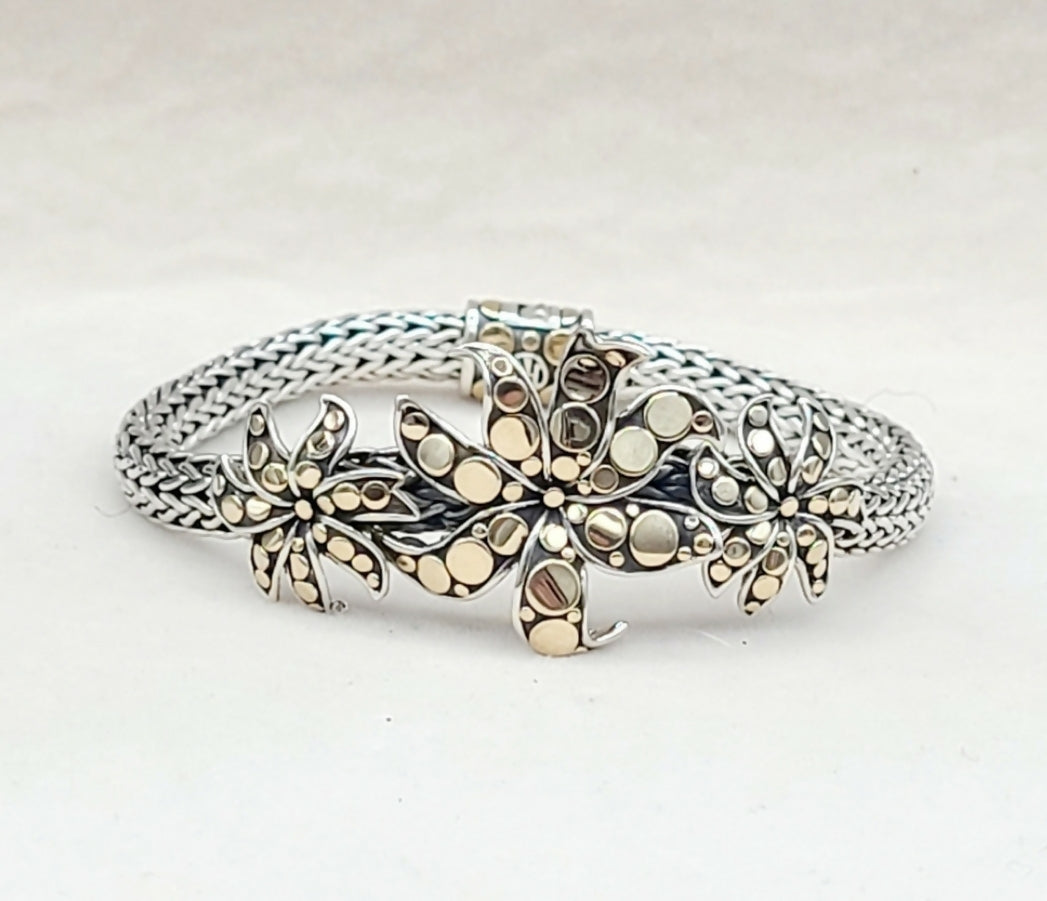    John Hardy Dot Ayu Frangipani Flower Bracelet With Gold