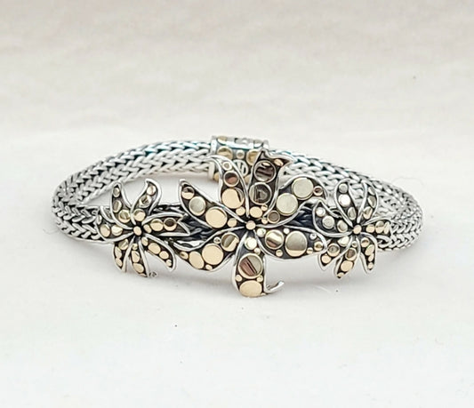    John Hardy Dot Ayu Frangipani Flower Bracelet With Gold