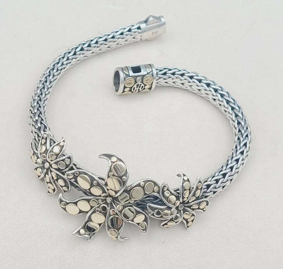    John Hardy Dot Ayu Frangipani Flower Bracelet With Gold