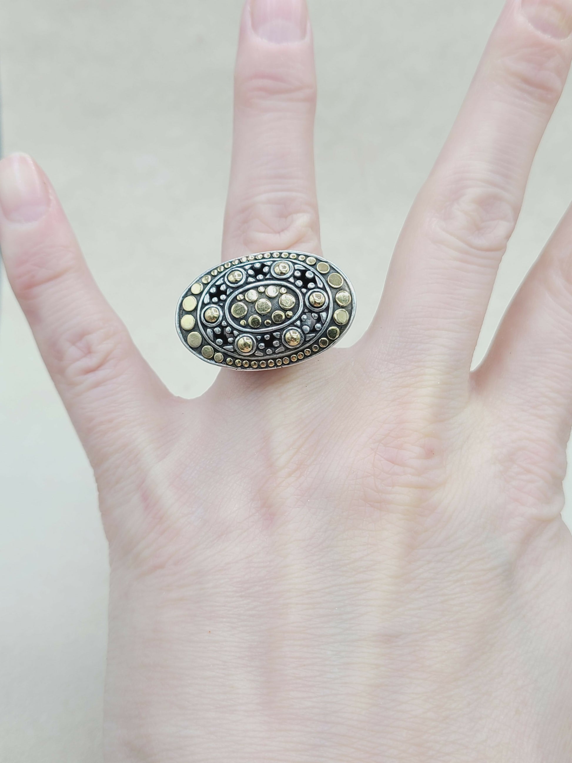    John Hardy Jaisalmer Dot Dome Ring With Gold