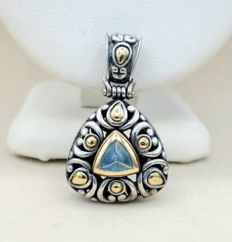    John Hardy Pendant with Blue Topaz & Gold