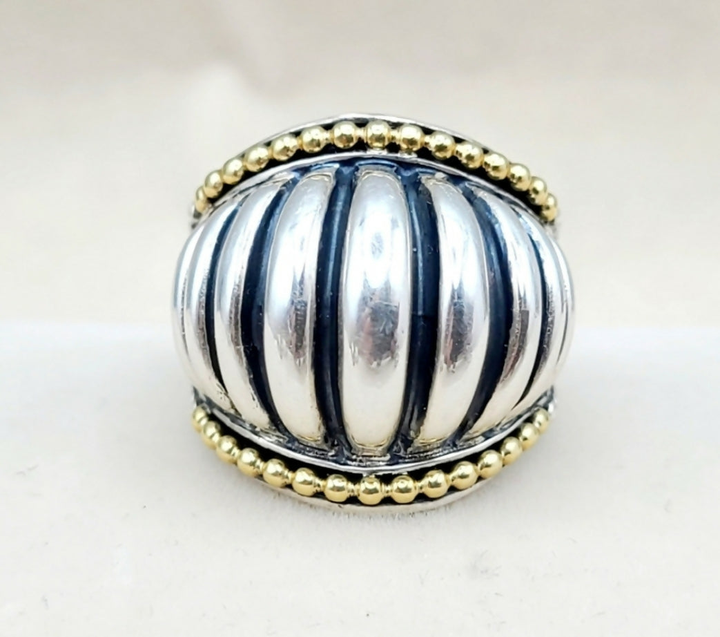    LAGOS Caviar Large Dome Ring With Gold