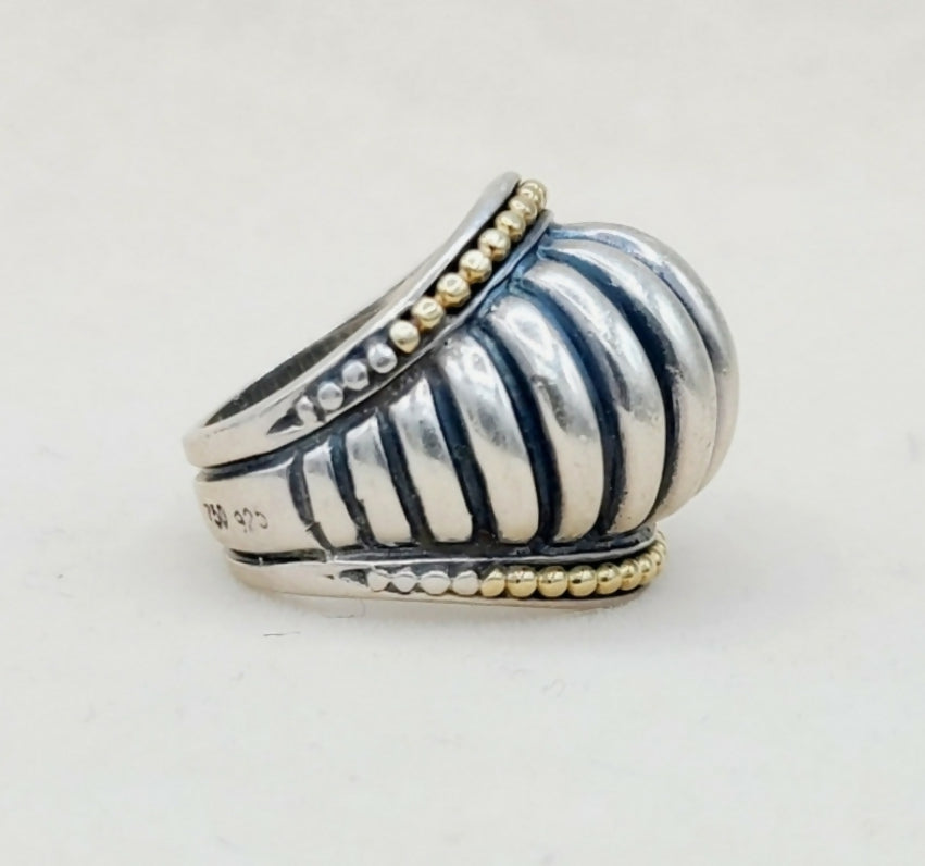    LAGOS Caviar Large Dome Ring With Gold