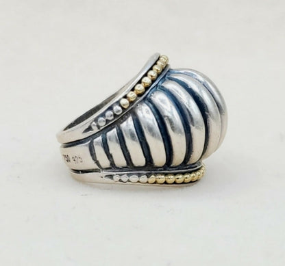    LAGOS Caviar Large Dome Ring With Gold