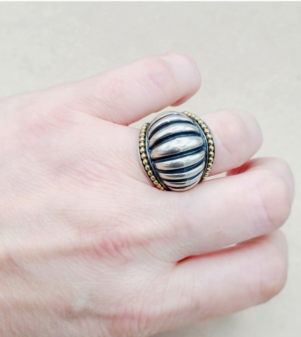    LAGOS Caviar Large Dome Ring With Gold