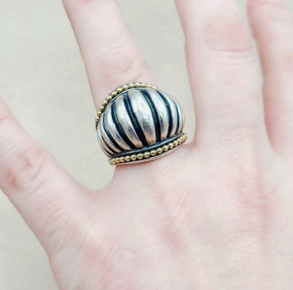    LAGOS Caviar Large Dome Ring With Gold
