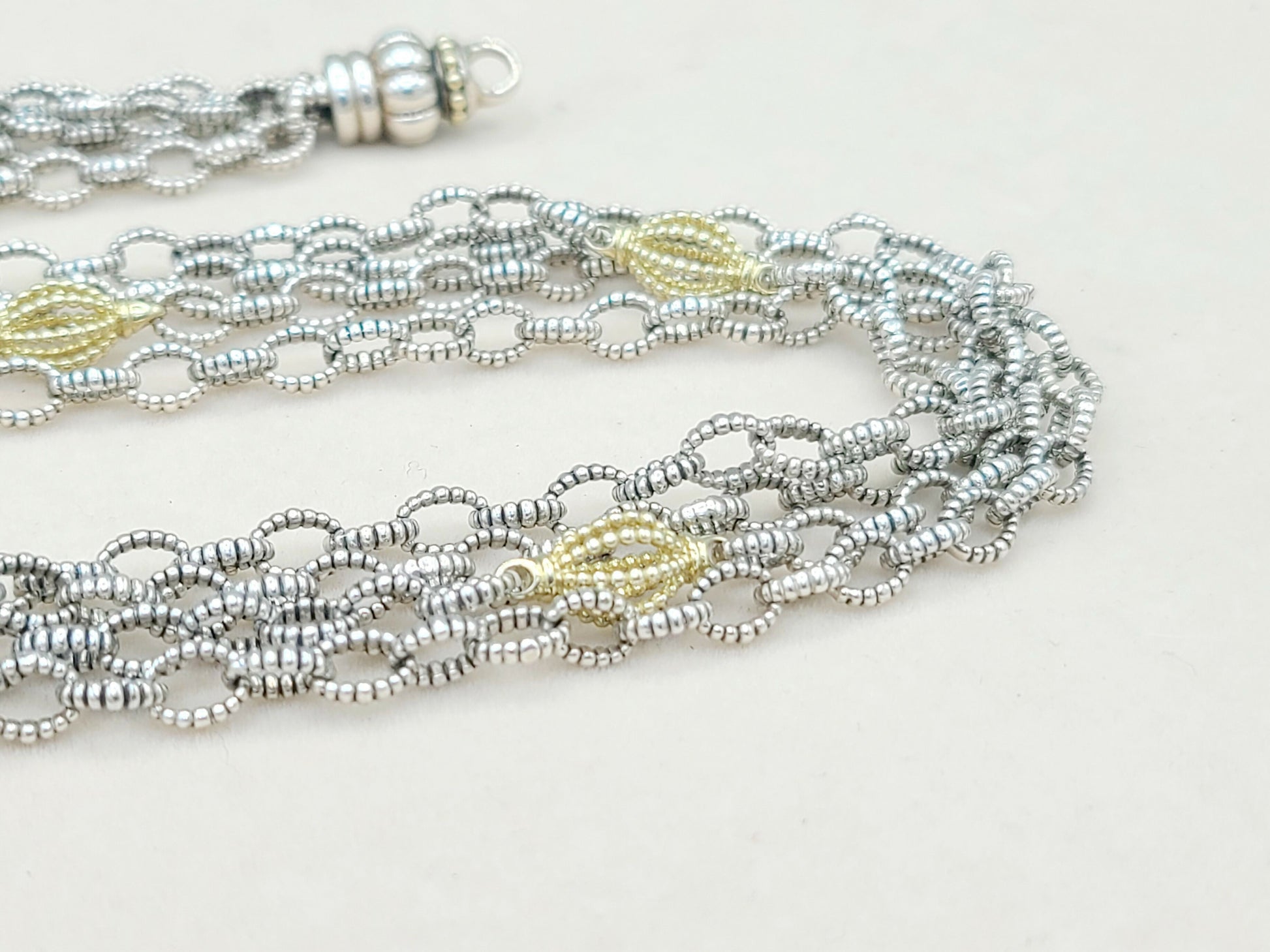    Lagos Caviar Mixed Link Necklace Four Row 18K Gold