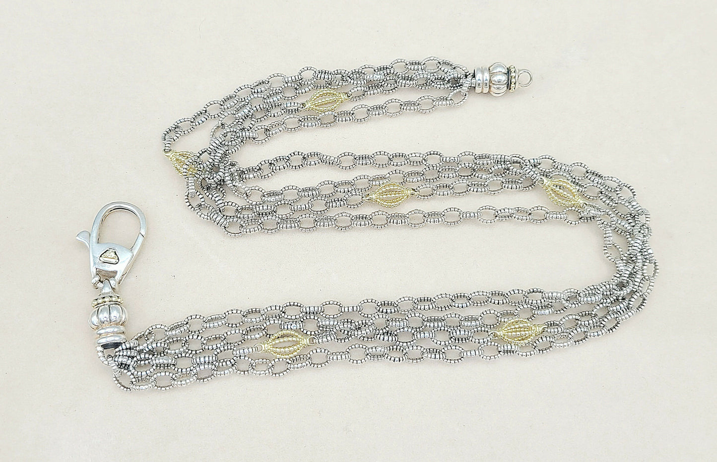    Lagos Caviar Mixed Link Necklace Four Row 18K Gold