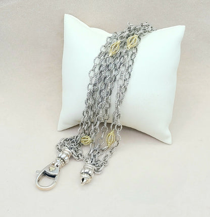    Lagos Caviar Mixed Link Necklace Four Row 18K Gold