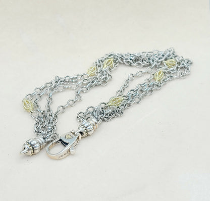    Lagos Caviar Mixed Link Necklace Four Row 18K Gold