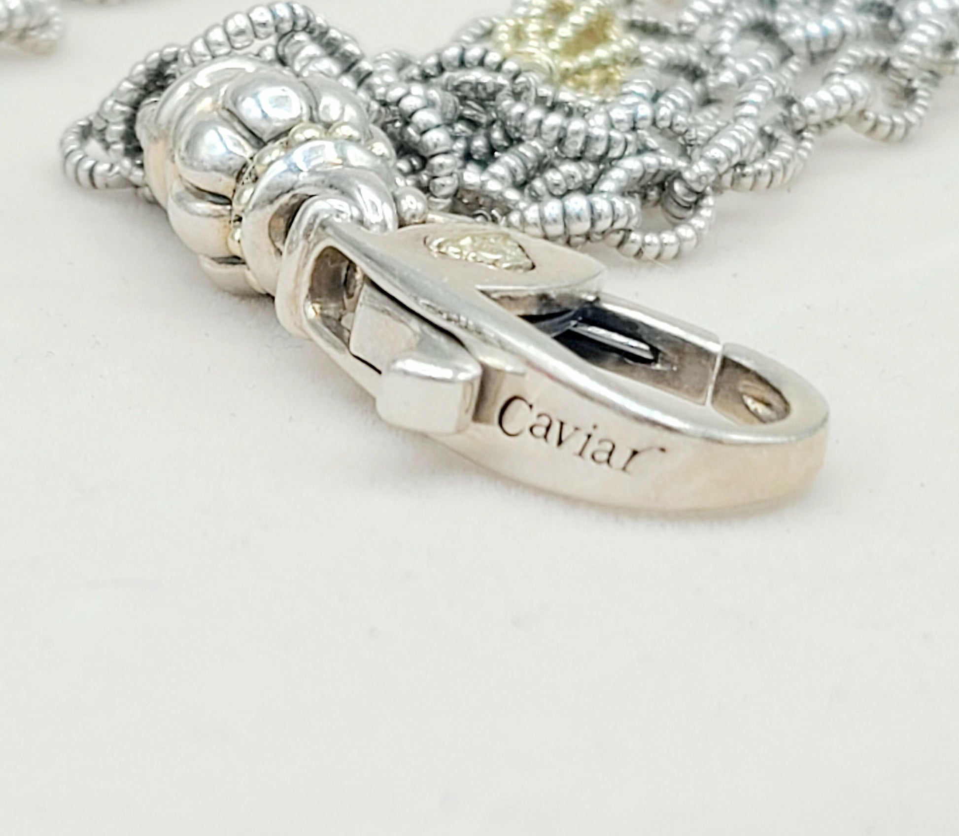    Lagos Caviar Mixed Link Necklace Four Row 18K Gold