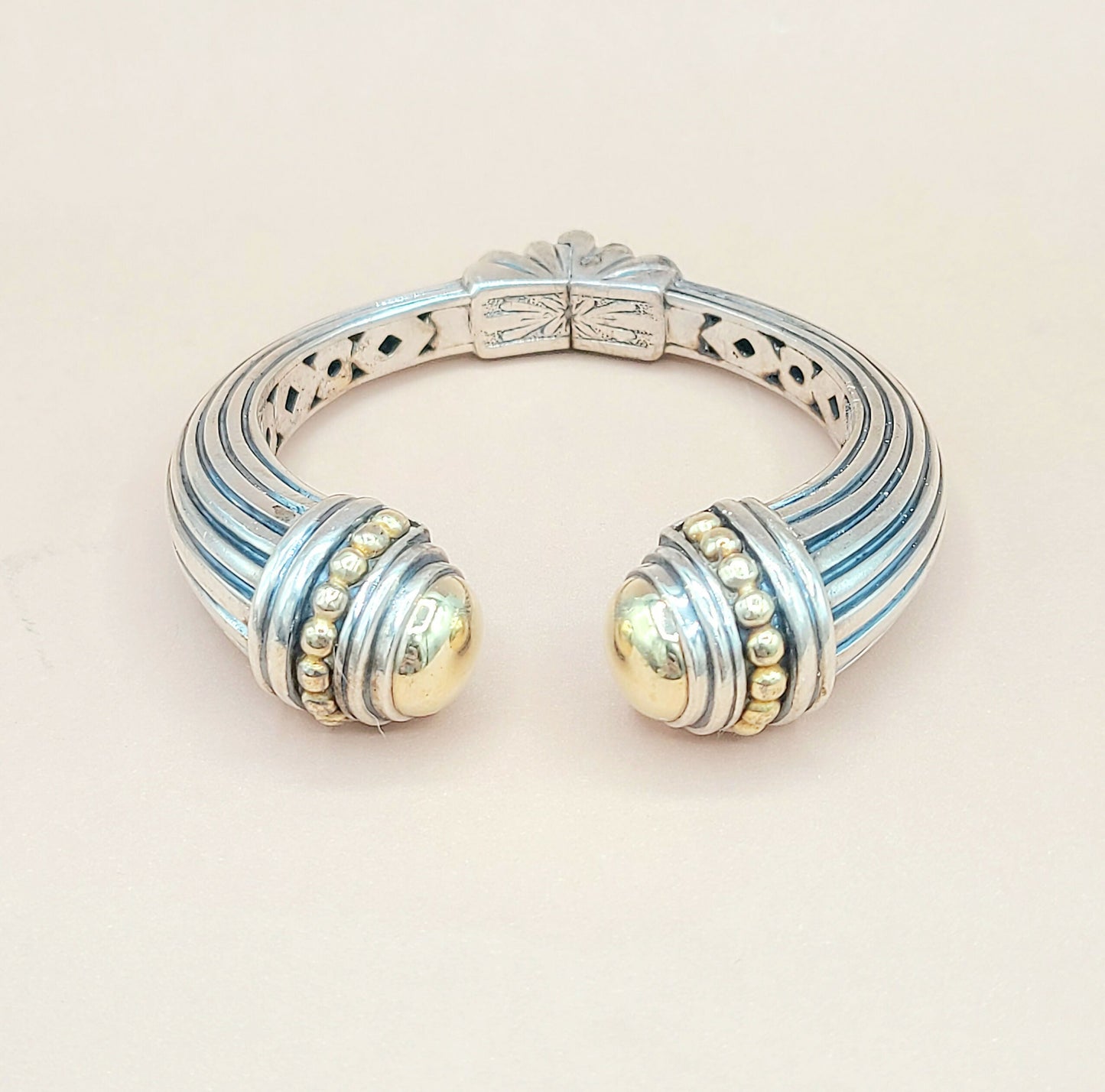    Lagos-Caviar-Large Gold Dome Cuff-Bracelet