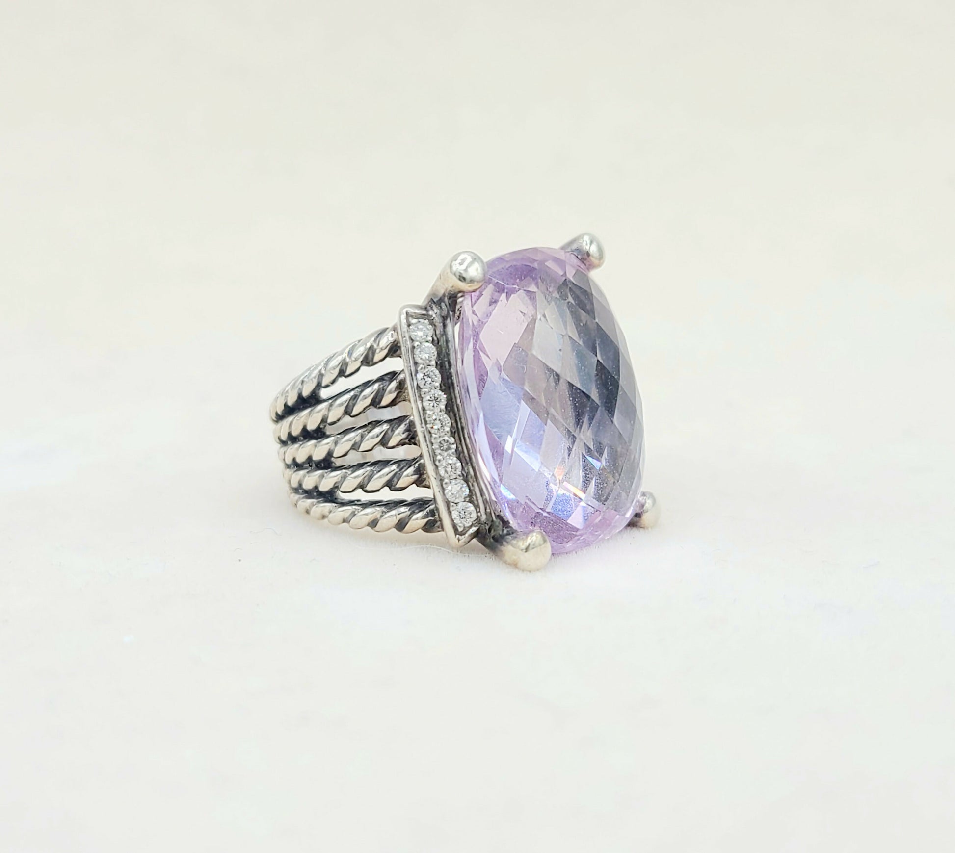    David Yurman Wheaton 20×15 Lavender Amethyst Diamond Ring