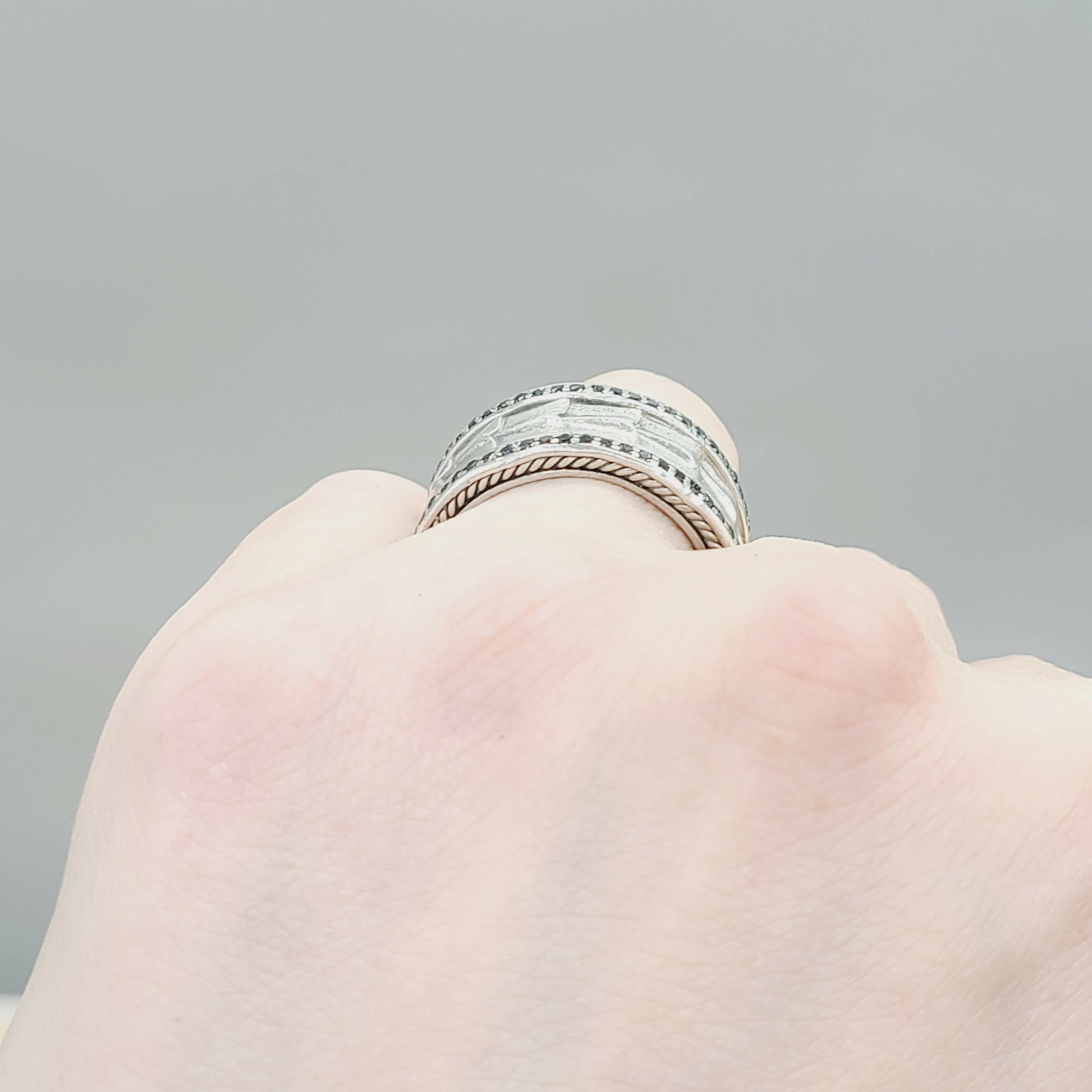   David Yurman Wide Black Diamonds Armory Band Ring