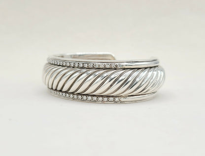    David Yurman Sculpted Thoroughbred Cable Diamond Bracelet